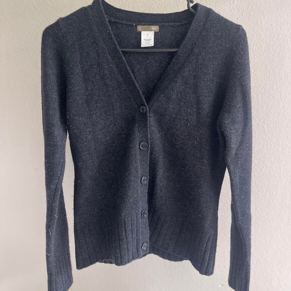 Jcrew Women's Navy Lambswool Button Down Cardigan - Picture 2 of 4